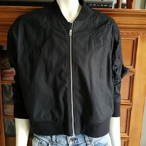 Black cotton bomber style jacket